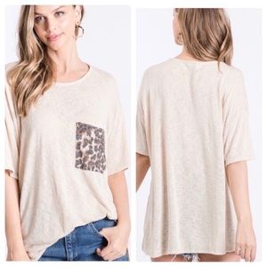 Oatmeal And Leopard Oversized Top Size Medium
